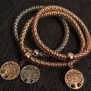 Gold Single Popcorn Chain Tree of life Bracelet